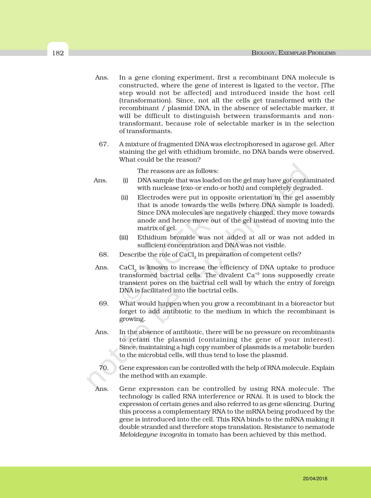 NCERT Exemplar Class 12: Biology - Answers to Descriptive Questions - Page 58