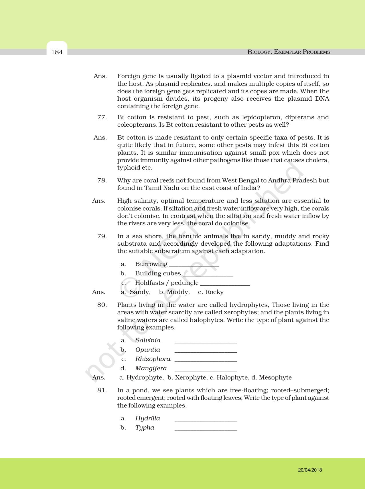 NCERT Exemplar Class 12: Biology - Answers to Descriptive Questions - Page 60