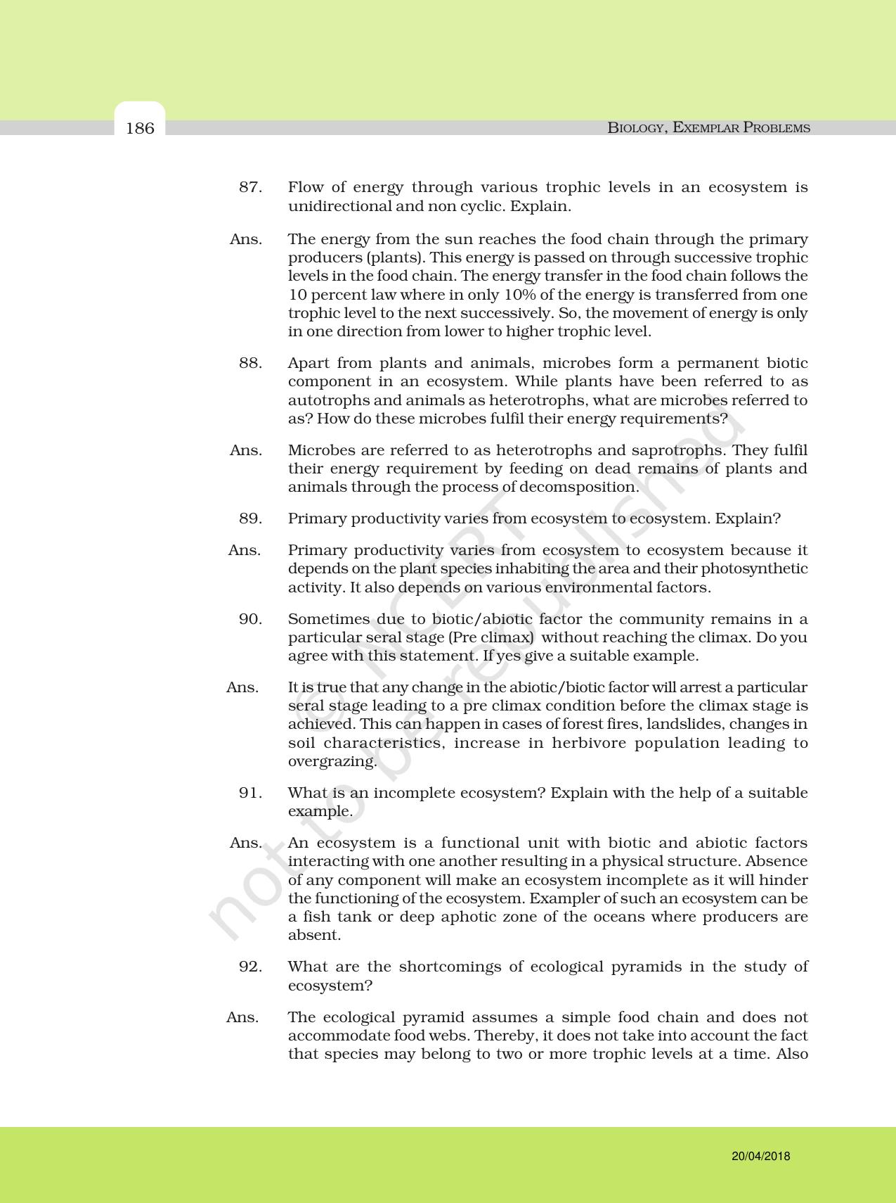 NCERT Exemplar Class 12: Biology - Answers to Descriptive Questions - Page 62