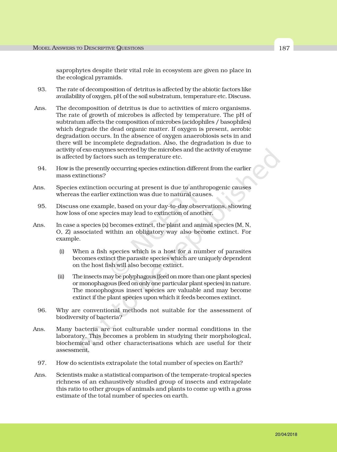 NCERT Exemplar Class 12: Biology - Answers to Descriptive Questions - Page 63