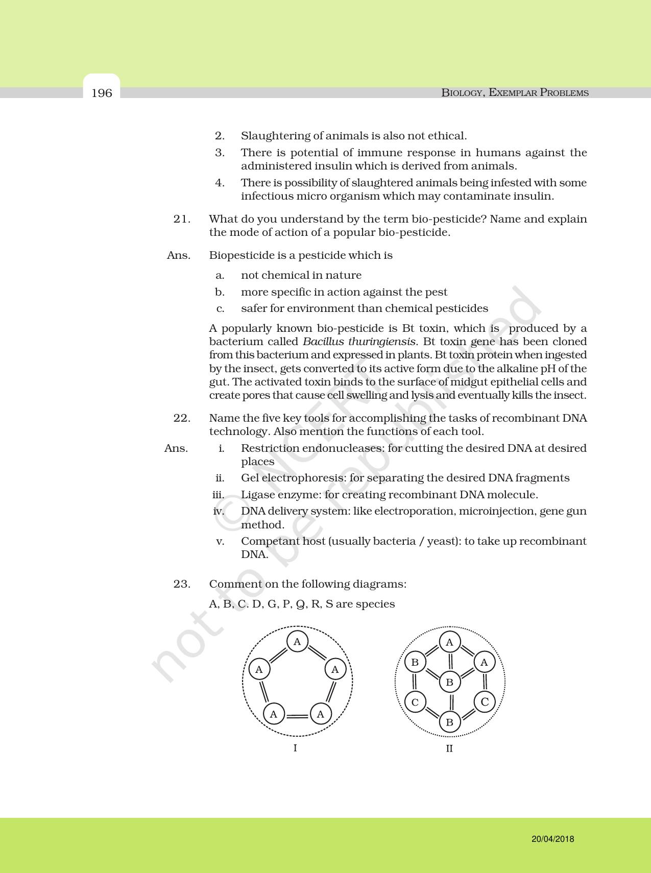 NCERT Exemplar Class 12: Biology - Answers to Descriptive Questions - Page 72