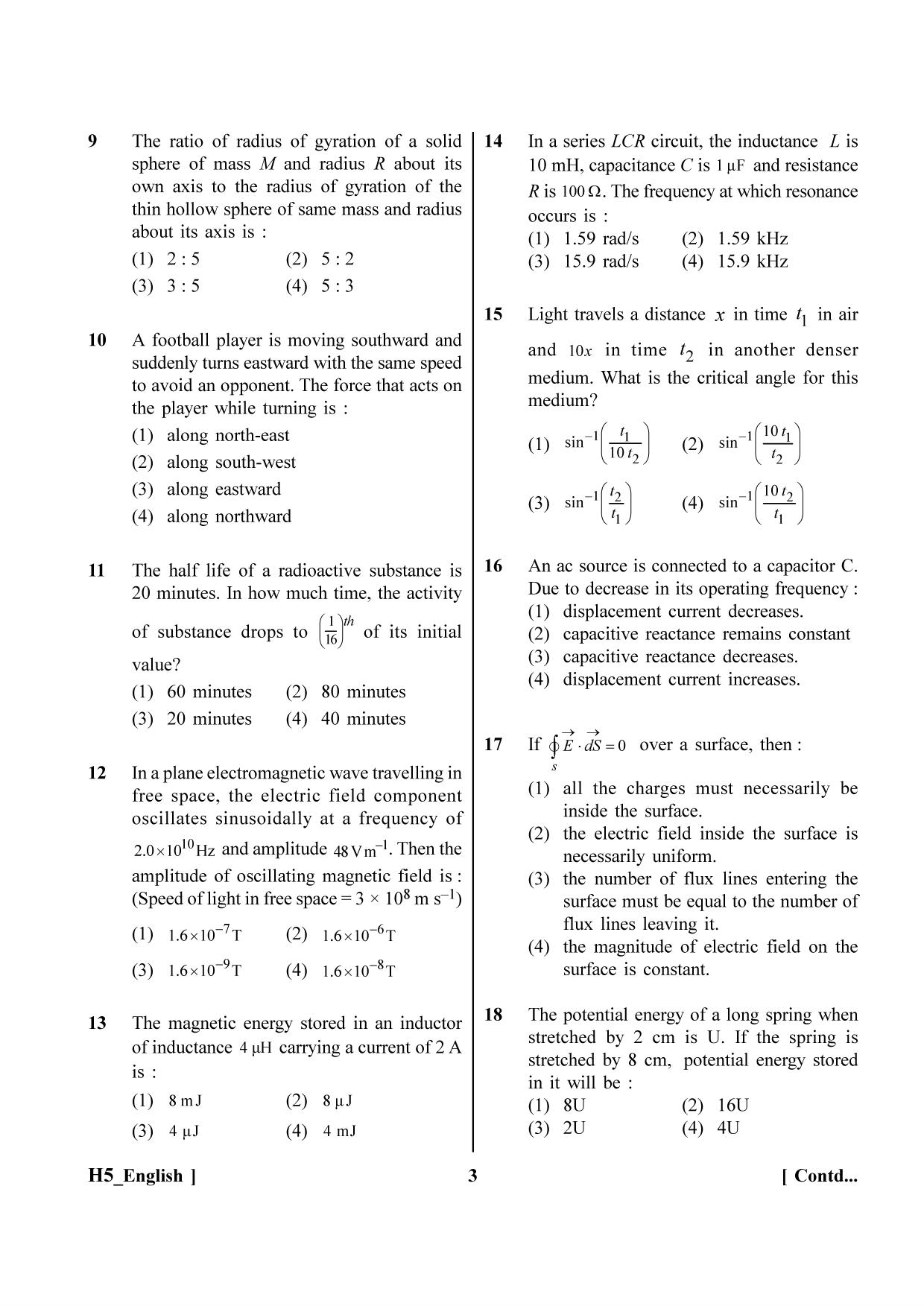NEET 2023 H5 Question Paper - Page 3