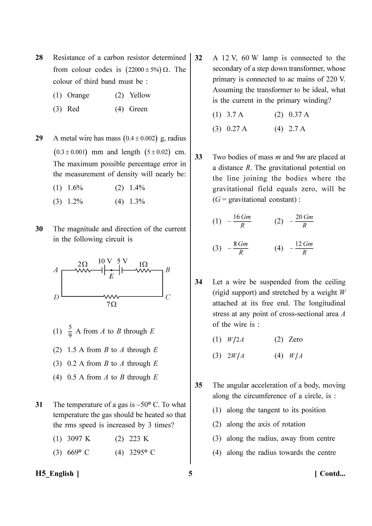 NEET 2023 H5 Question Paper - Page 5