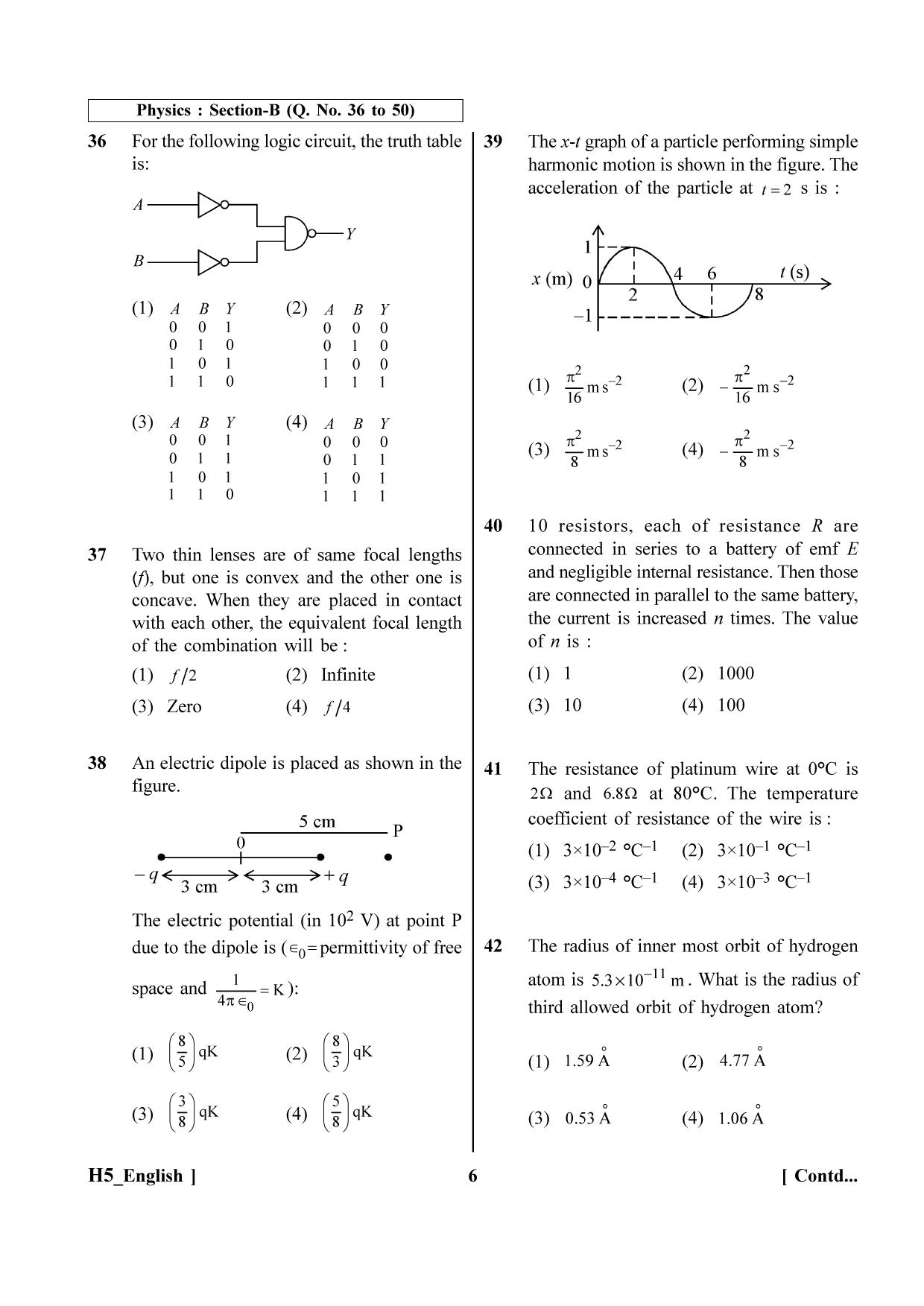 NEET 2023 H5 Question Paper - Page 6