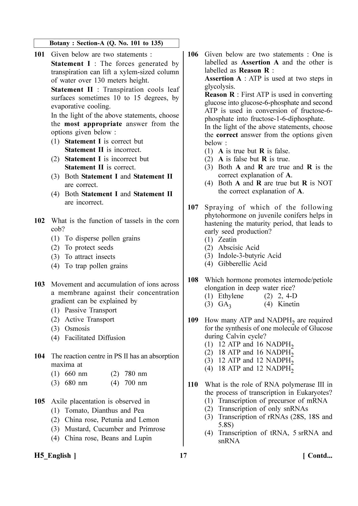NEET 2023 H5 Question Paper - Page 17