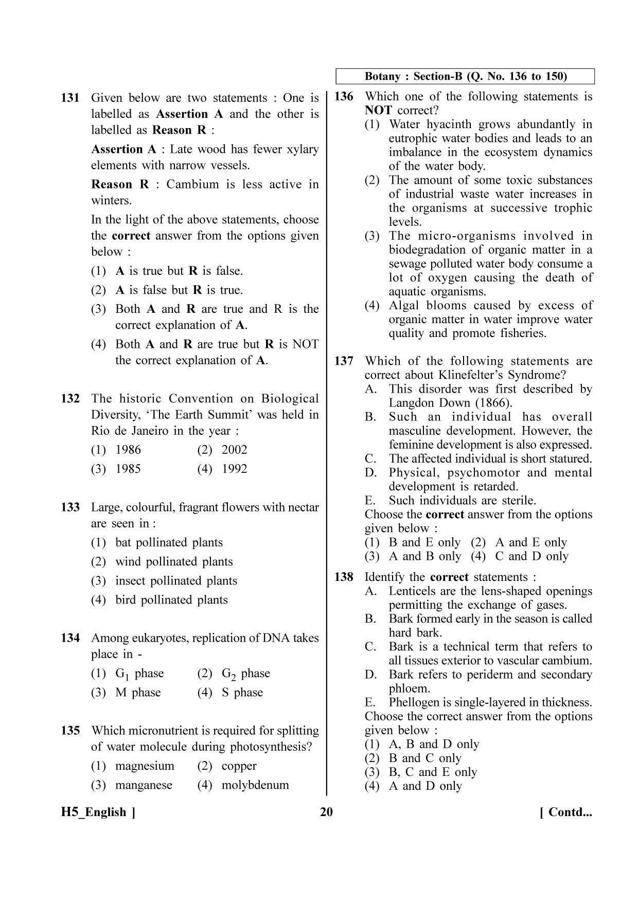 NEET 2023 H5 Question Paper - Page 20