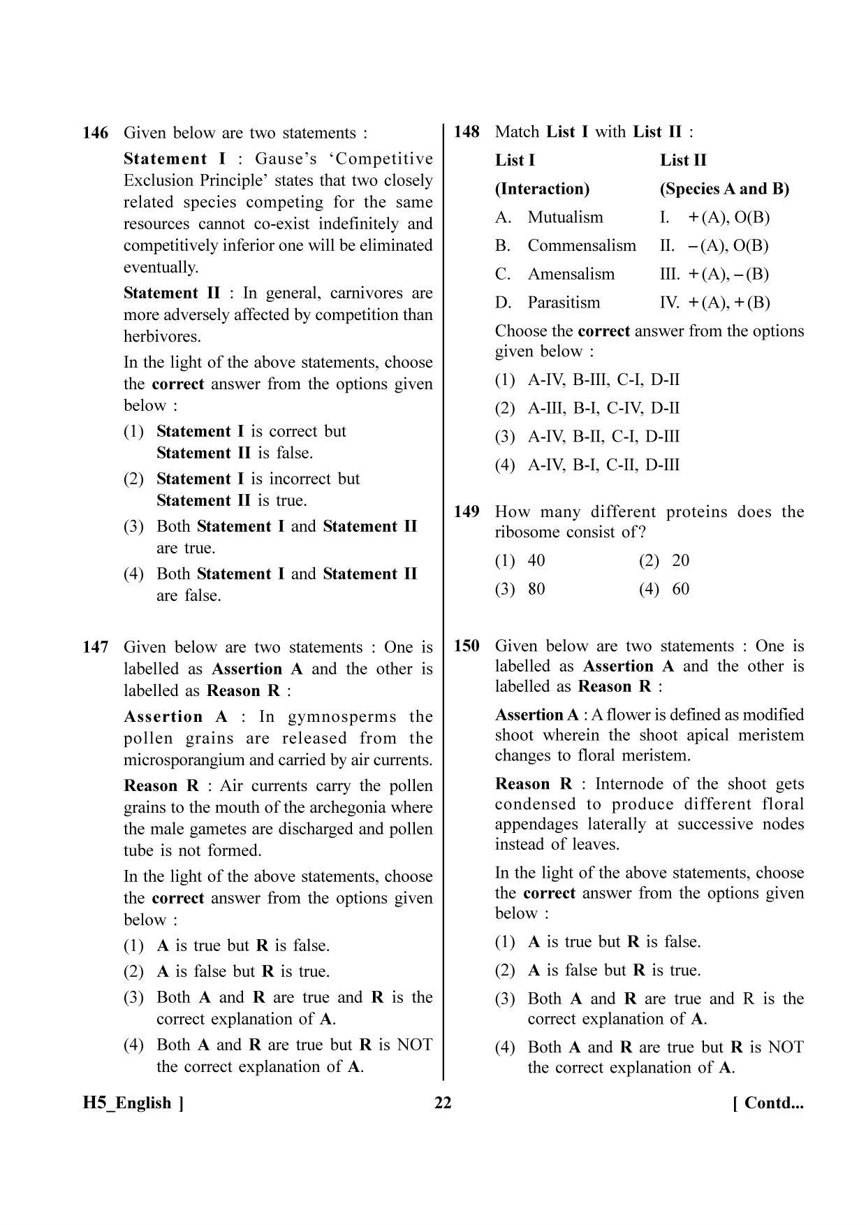 NEET 2023 H5 Question Paper - Page 22