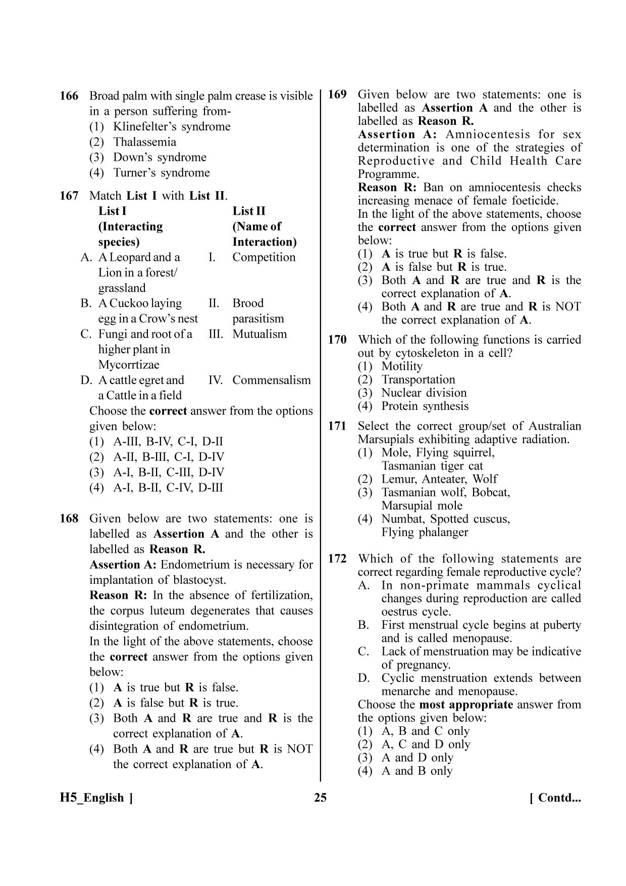 NEET 2023 H5 Question Paper - Page 25