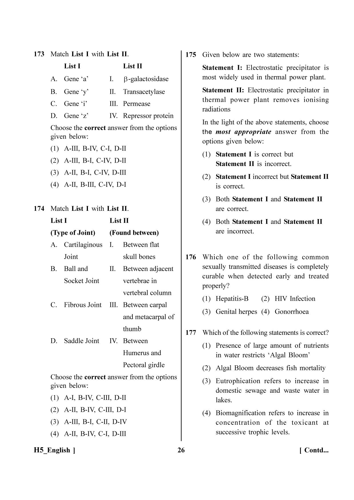 NEET 2023 H5 Question Paper - Page 26