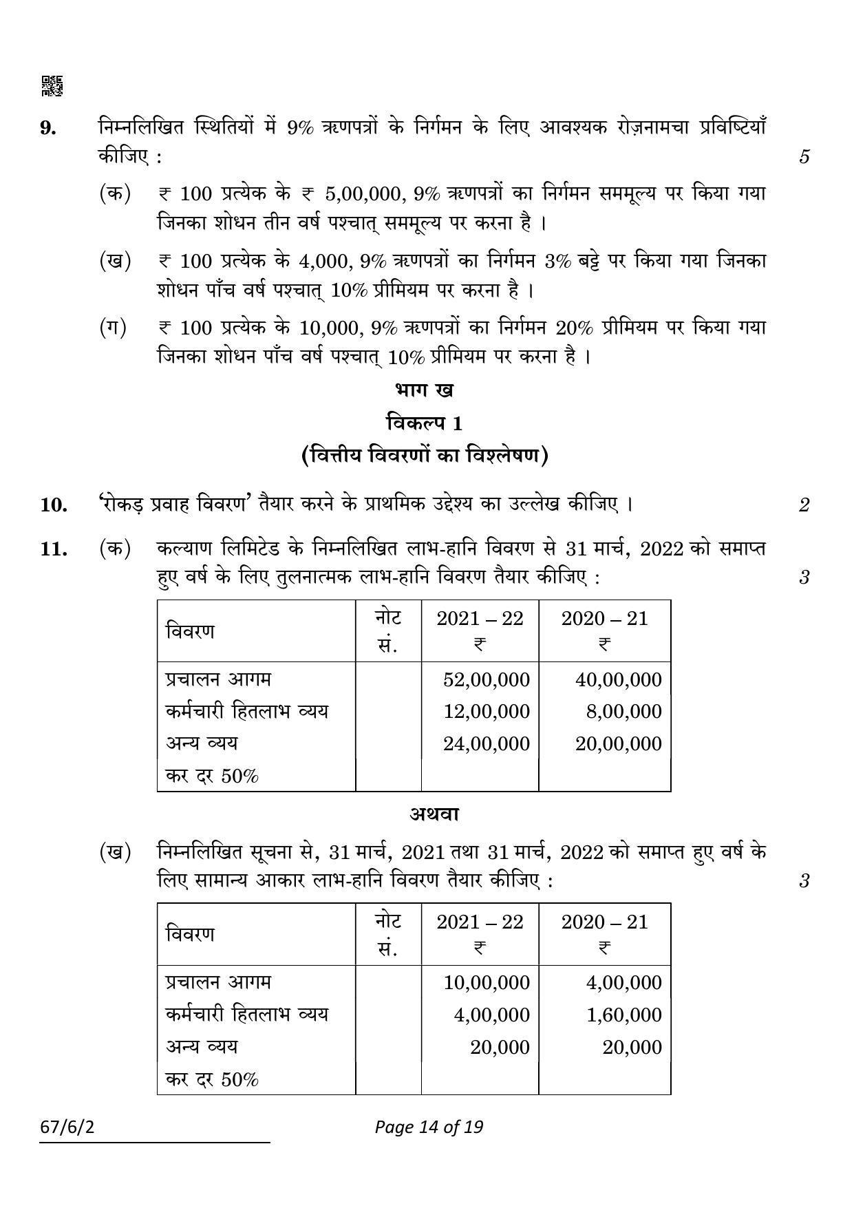 CBSE Class 12 67-6-2 Accountancy 2022 Compartment Question Paper - Page 14