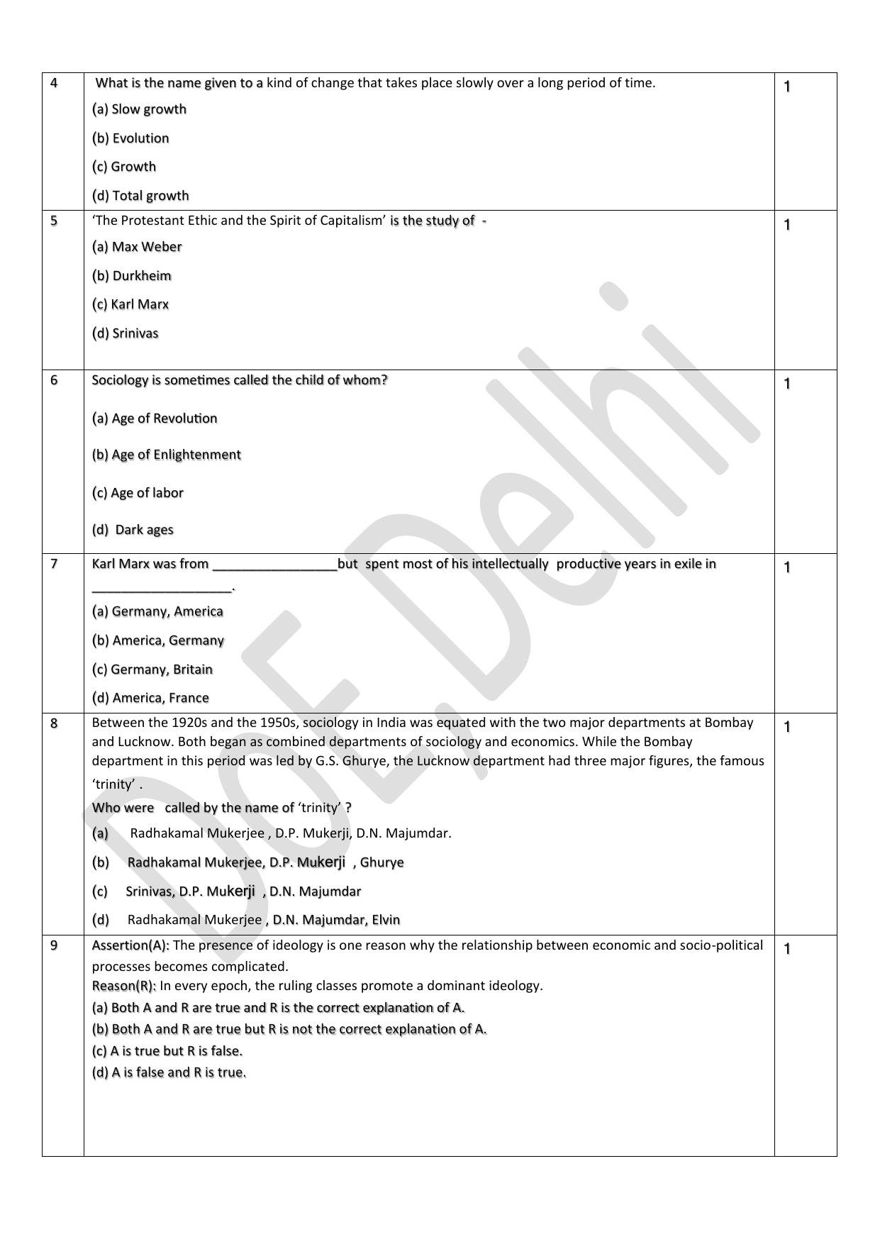 Edudel Class 11 Sociology (English) Practice Papers-1 (2023-24) - Page 2