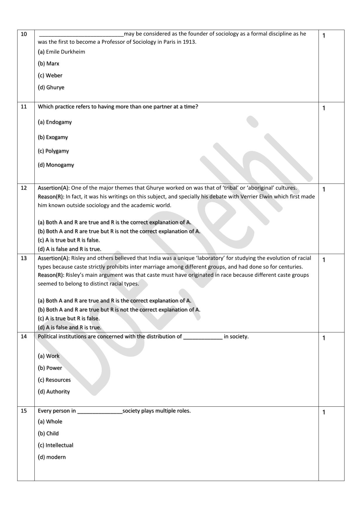 Edudel Class 11 Sociology (English) Practice Papers-1 (2023-24) - Page 3