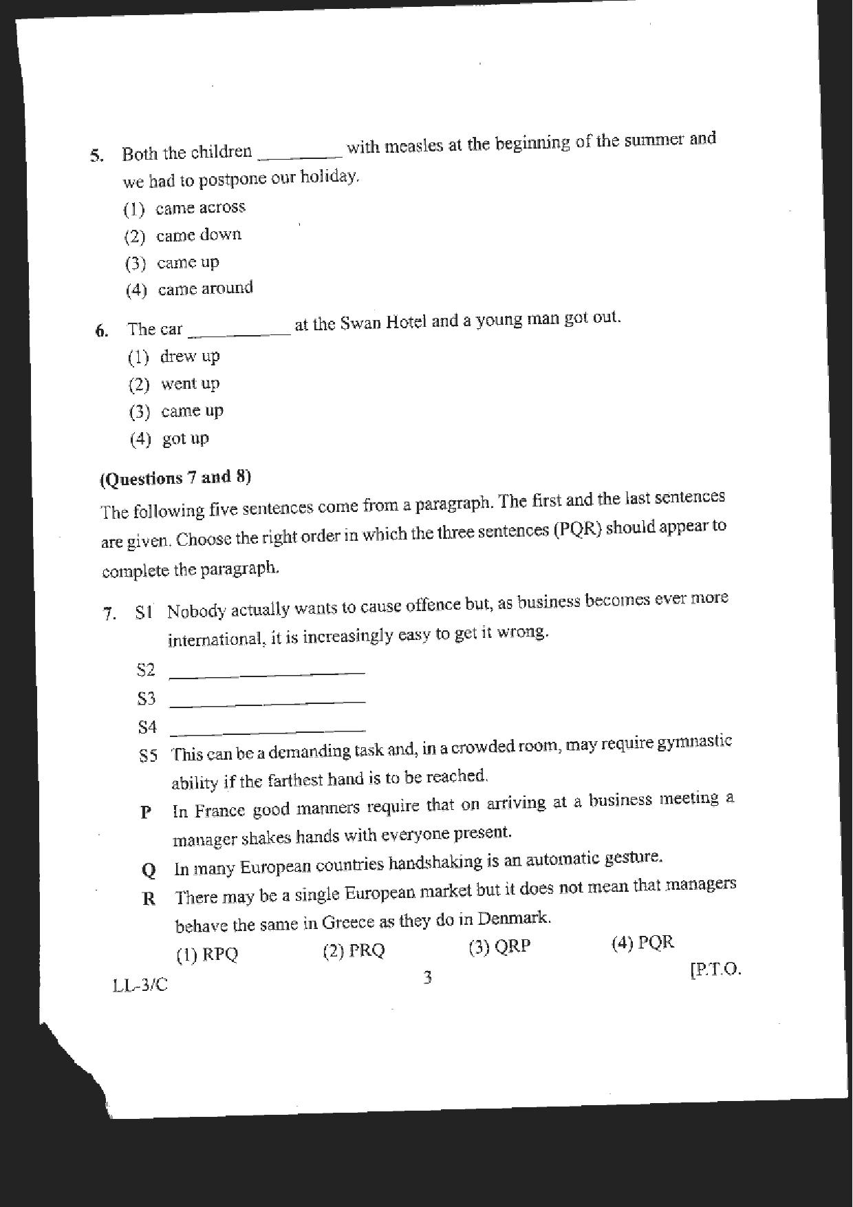 RIE CEE Old Question Paper of Group C - Page 3