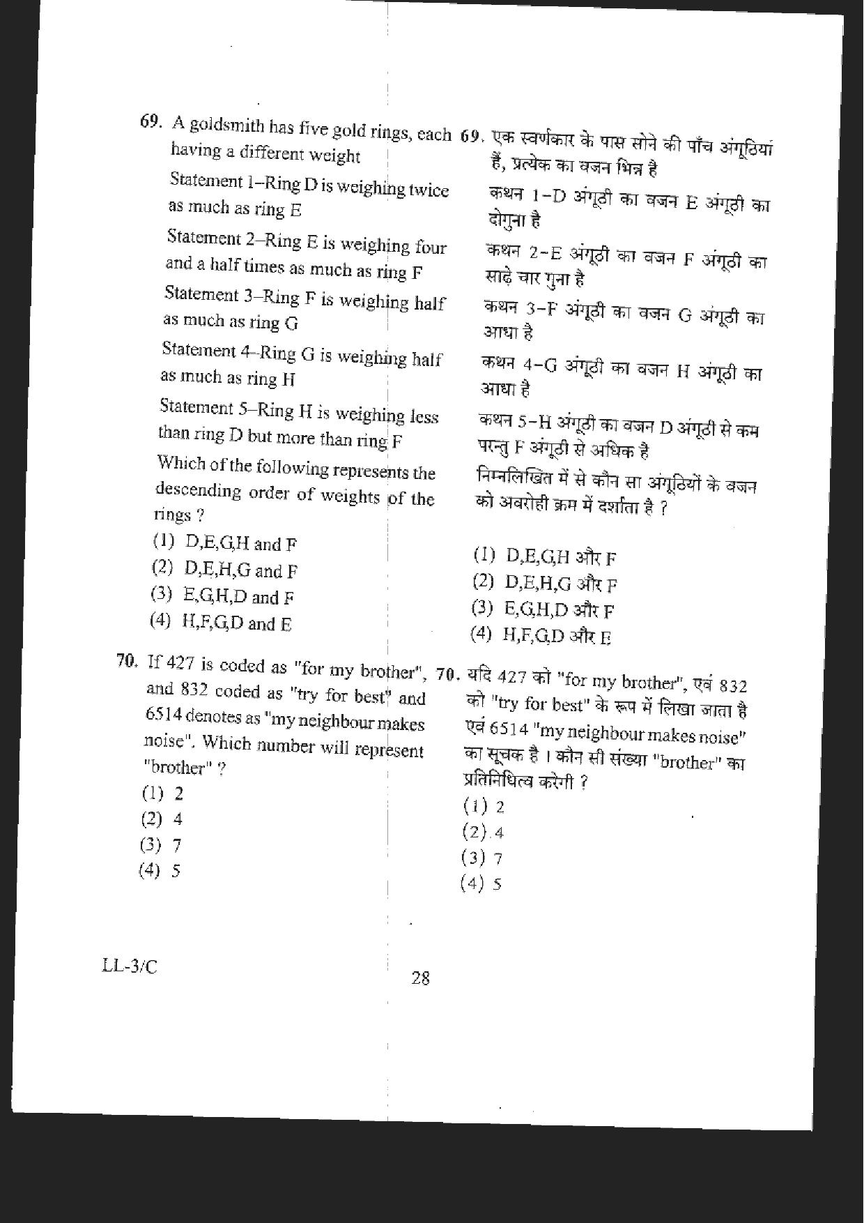 RIE CEE Old Question Paper of Group C - Page 28