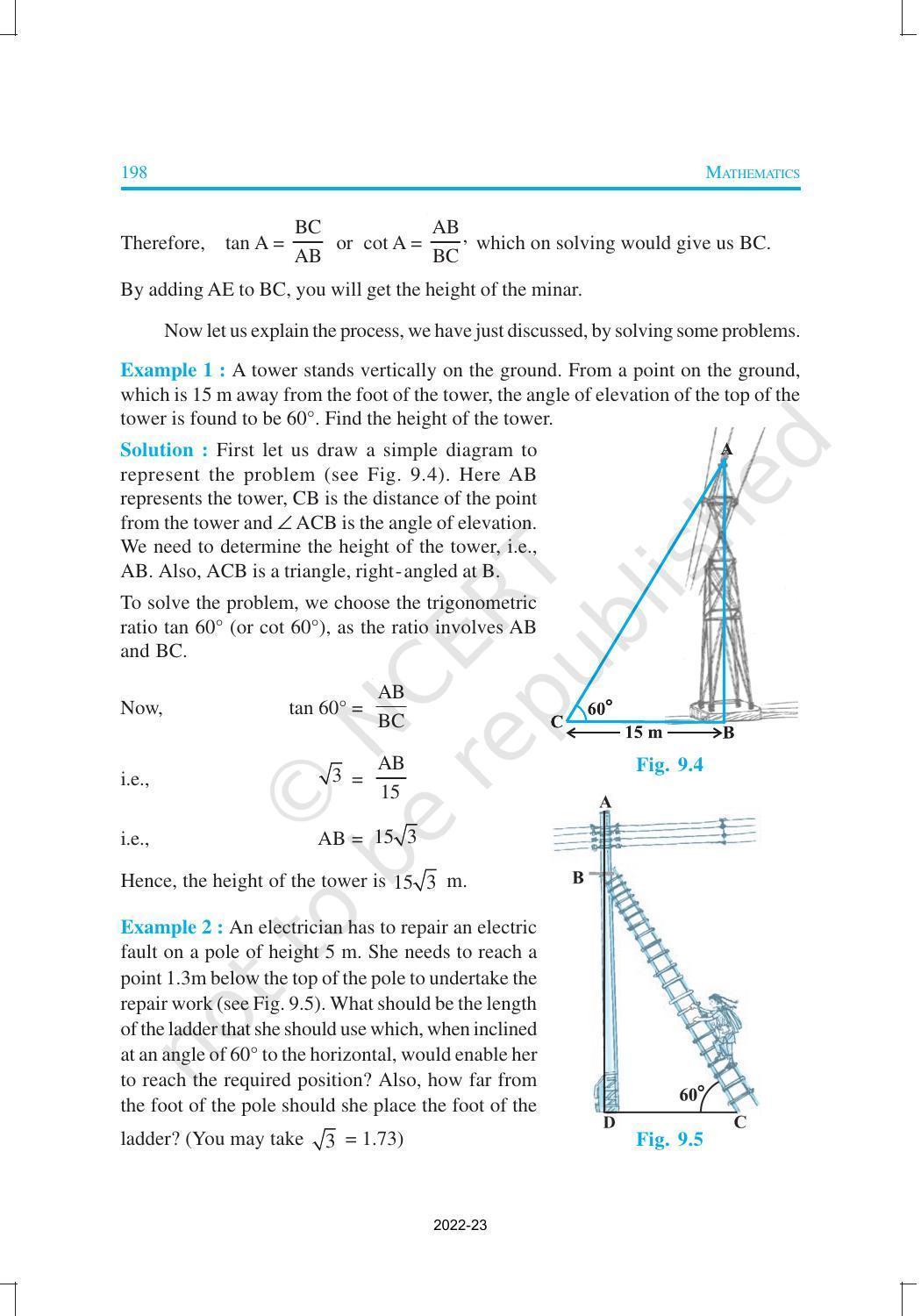 NCERT Book for Class 10 Maths Chapter 9 Some Applications of Trigonometry - Page 4