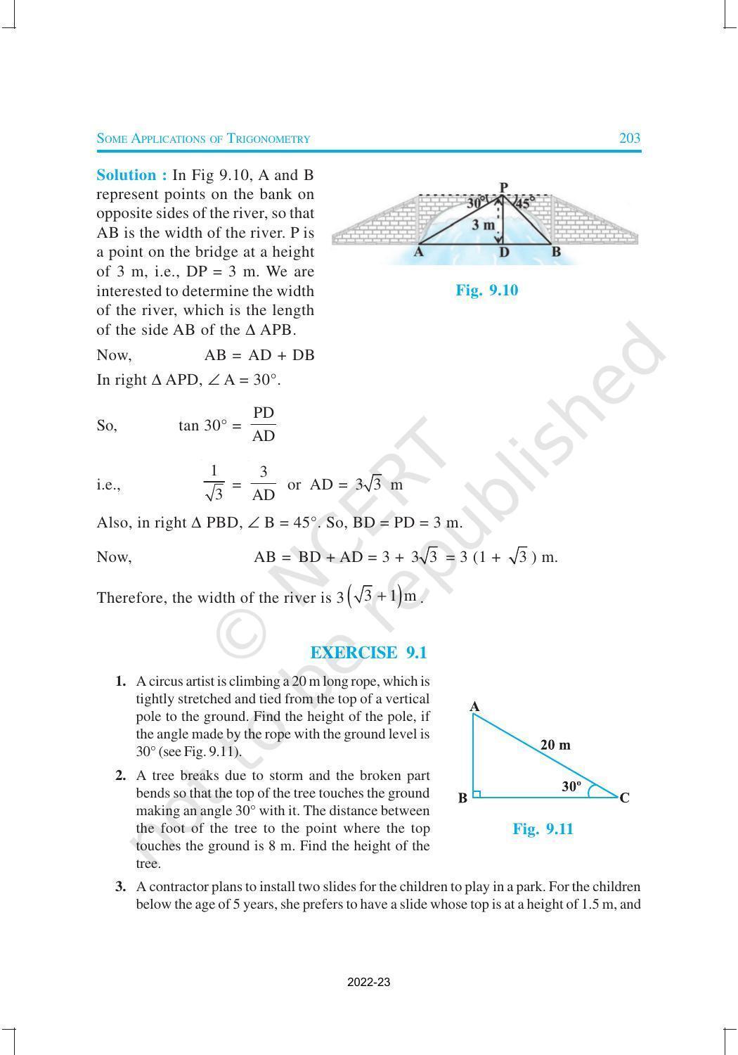 NCERT Book for Class 10 Maths Chapter 9 Some Applications of Trigonometry - Page 9