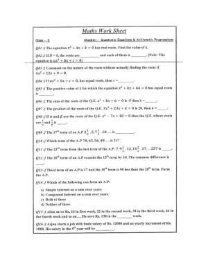 CBSE Worksheets for Class 10 Maths Quadratic Equation Assignment 11