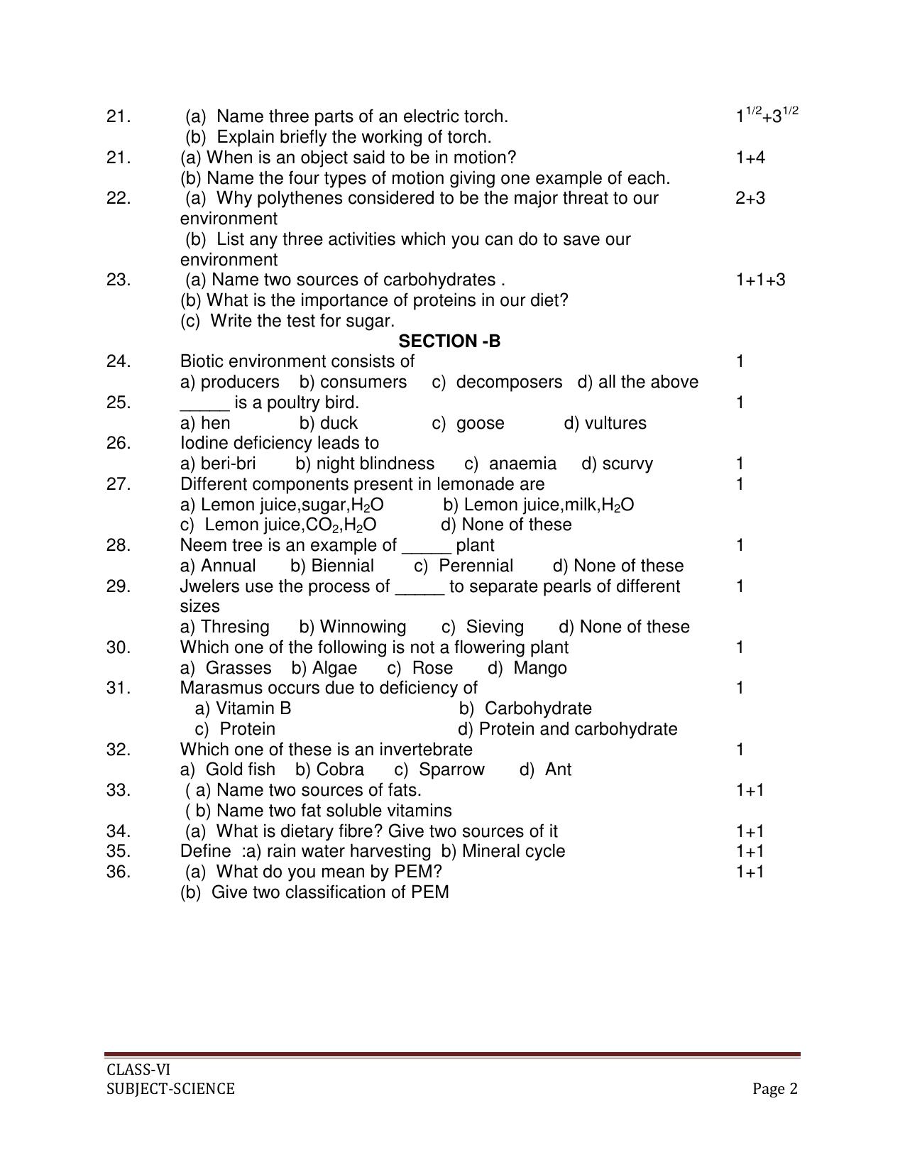 CBSE Worksheets for Class 6 Science Assignment 7 - Page 2