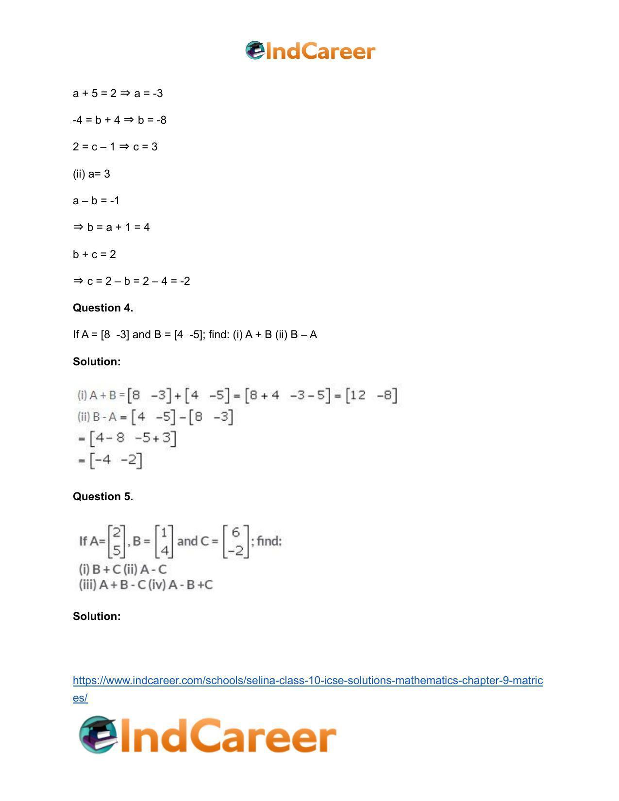 Selina Class 10 ICSE Solutions Mathematics : Chapter 9 - Matrices - Page 4