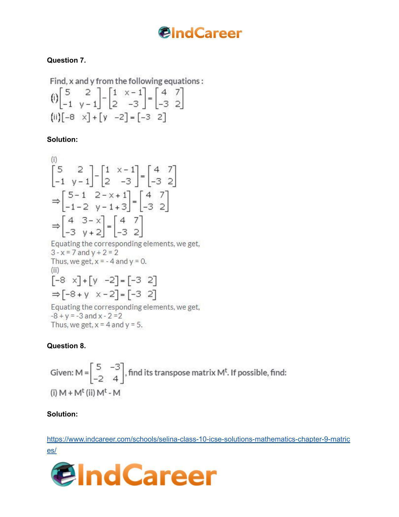Selina Class 10 ICSE Solutions Mathematics : Chapter 9 - Matrices - Page 6