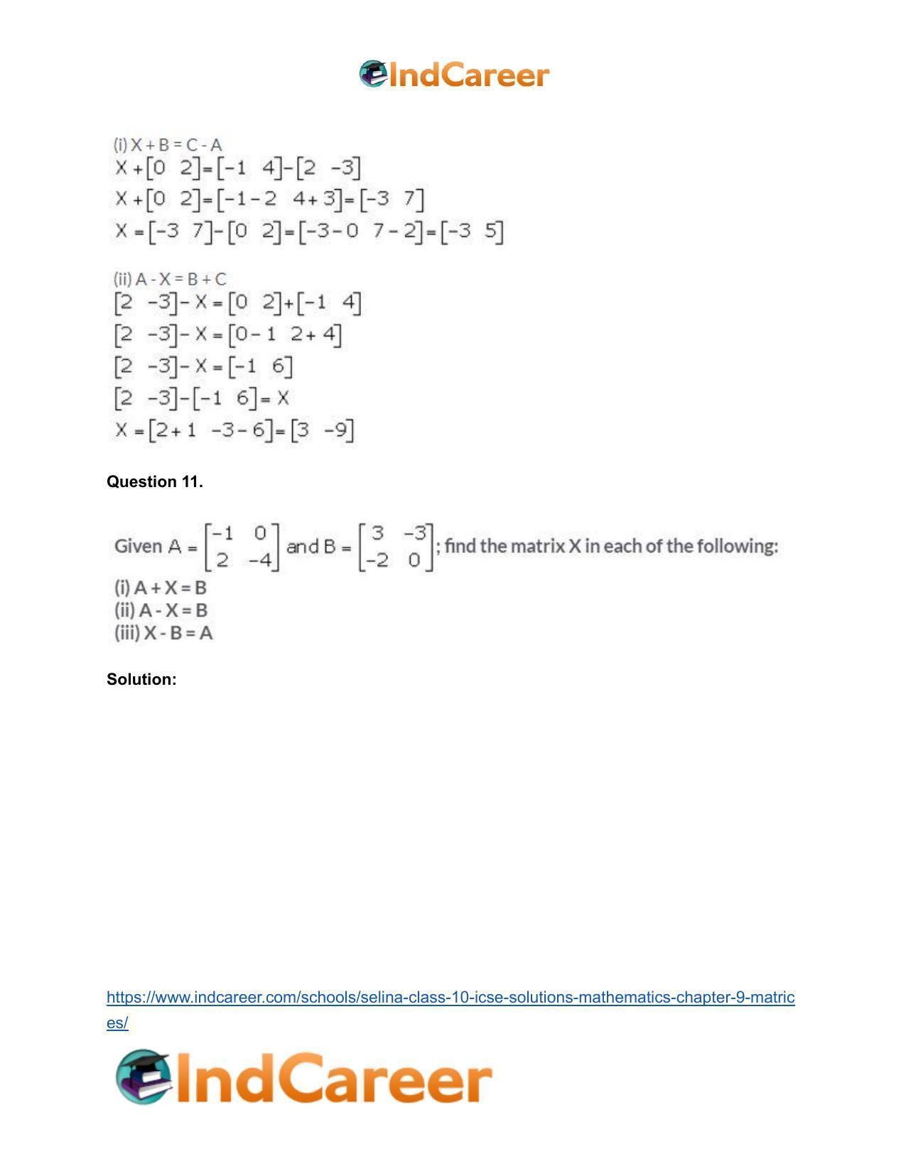 Selina Class 10 ICSE Solutions Mathematics : Chapter 9 - Matrices - Page 8