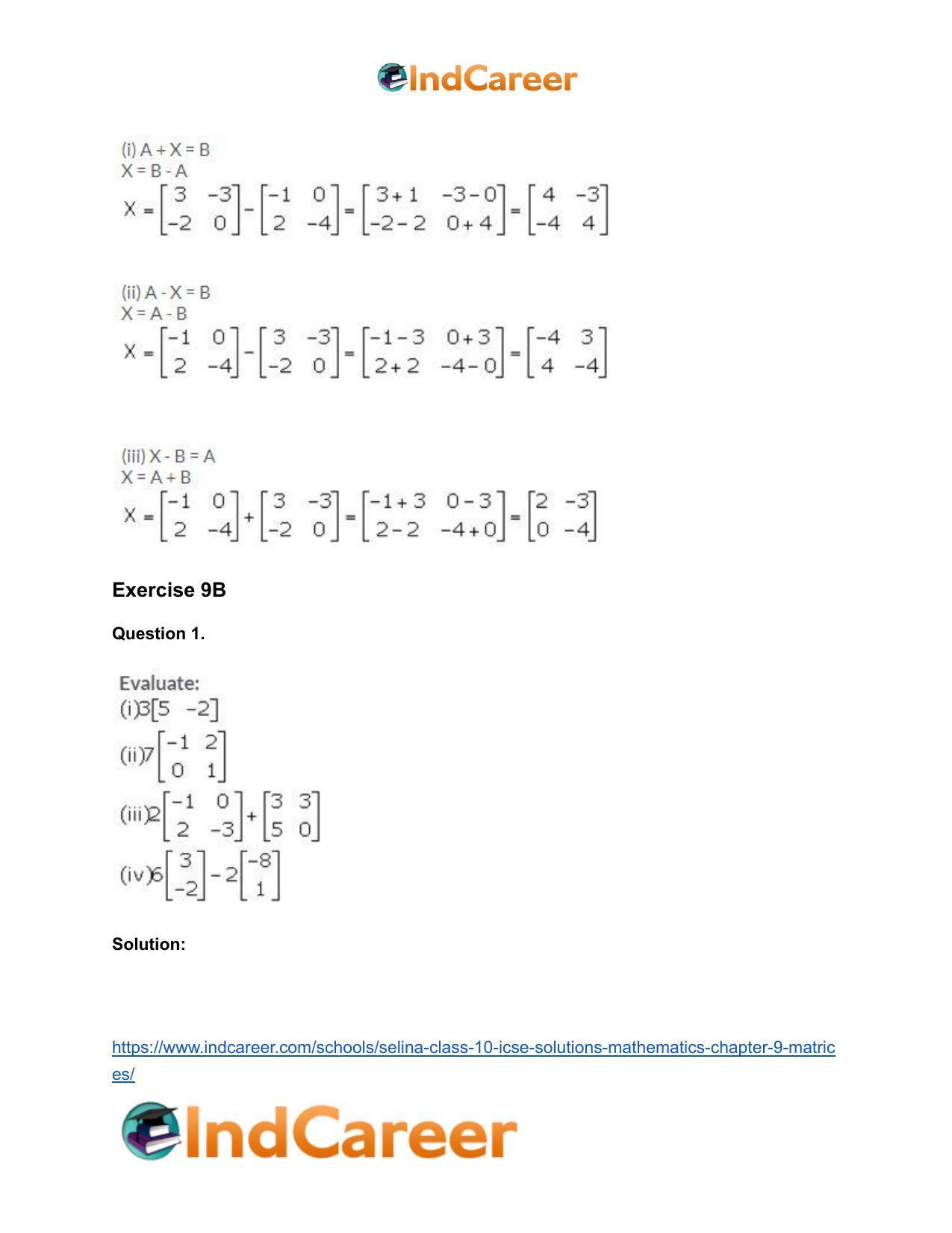 Selina Class 10 ICSE Solutions Mathematics : Chapter 9 - Matrices - Page 9