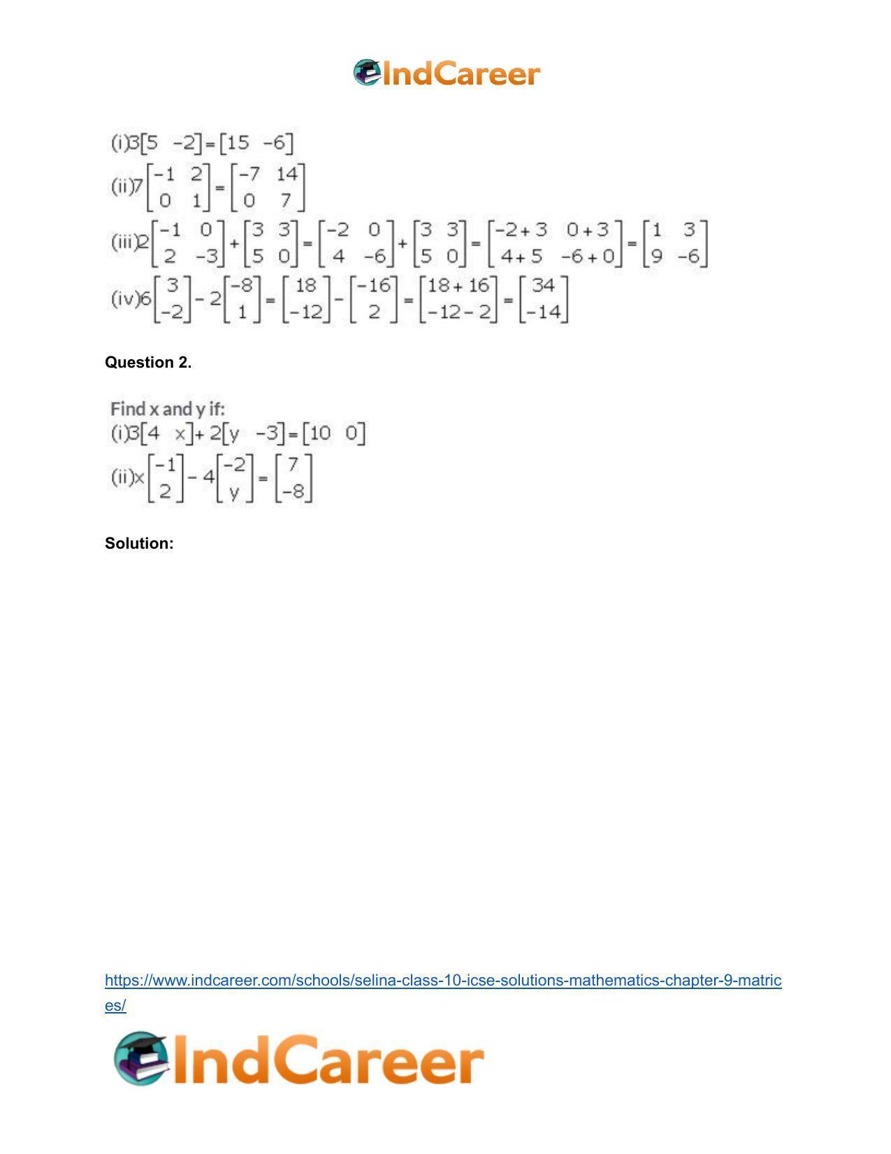 Selina Class 10 ICSE Solutions Mathematics : Chapter 9 - Matrices - Page 10