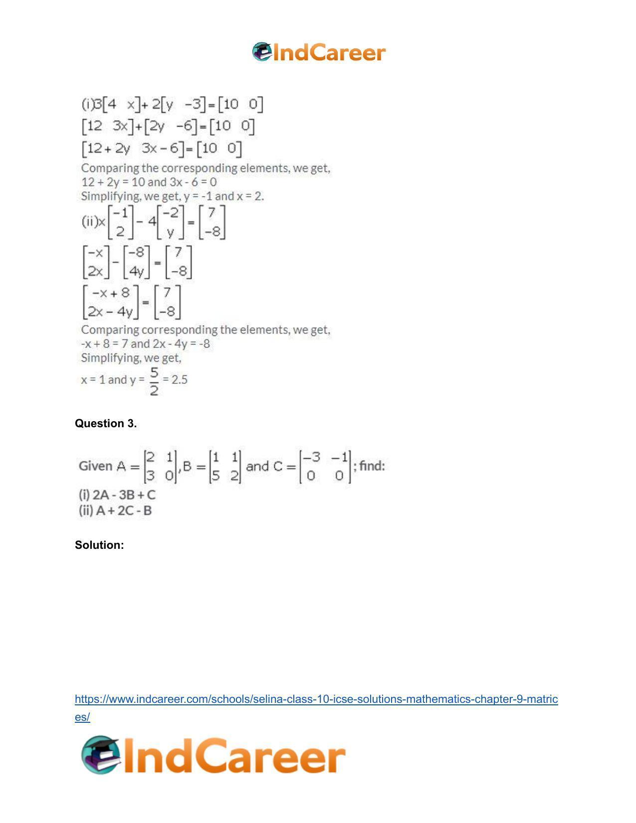 Selina Class 10 ICSE Solutions Mathematics : Chapter 9 - Matrices - Page 11
