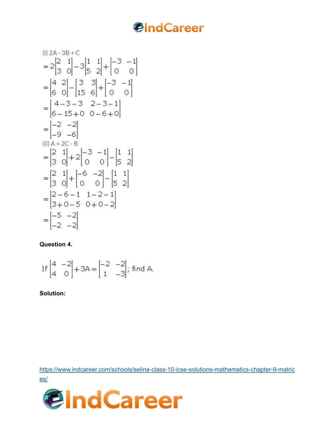 Selina Class 10 ICSE Solutions Mathematics : Chapter 9 - Matrices - Page 12