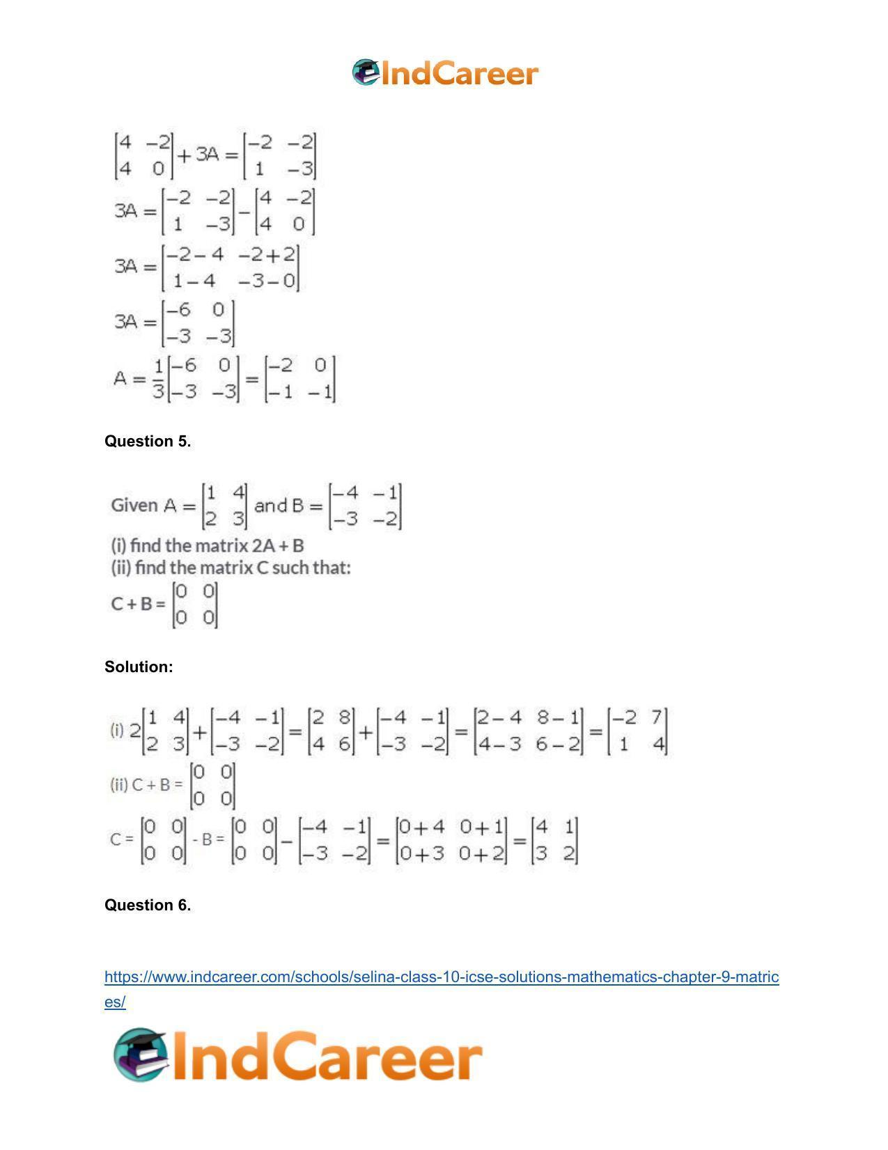 Selina Class 10 ICSE Solutions Mathematics : Chapter 9 - Matrices - Page 13