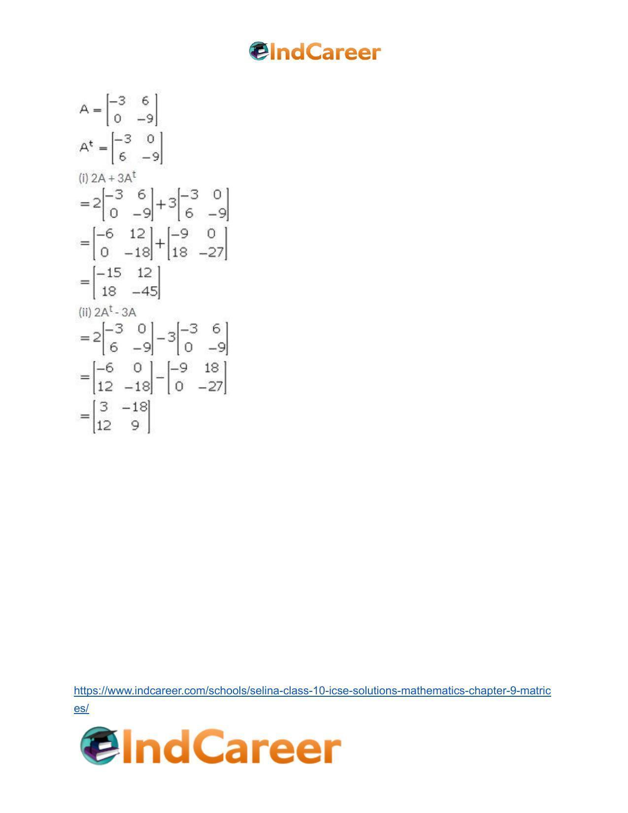 Selina Class 10 ICSE Solutions Mathematics : Chapter 9 - Matrices - Page 15