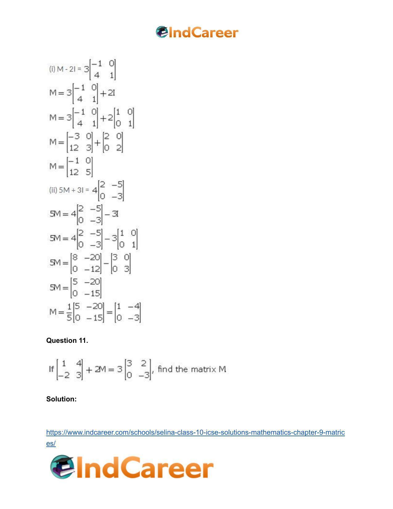 Selina Class 10 ICSE Solutions Mathematics : Chapter 9 - Matrices - Page 19