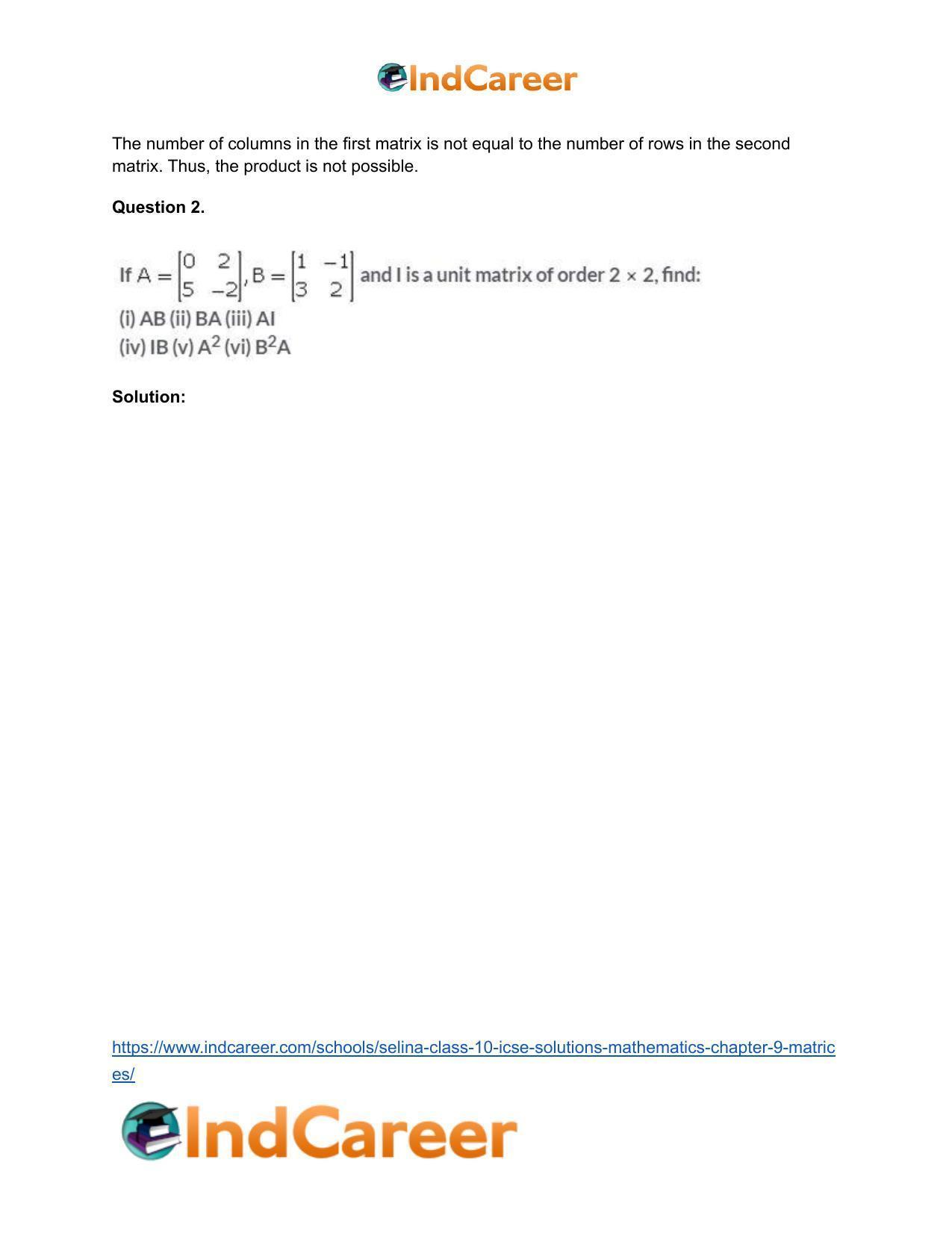 Selina Class 10 ICSE Solutions Mathematics : Chapter 9 - Matrices - Page 21