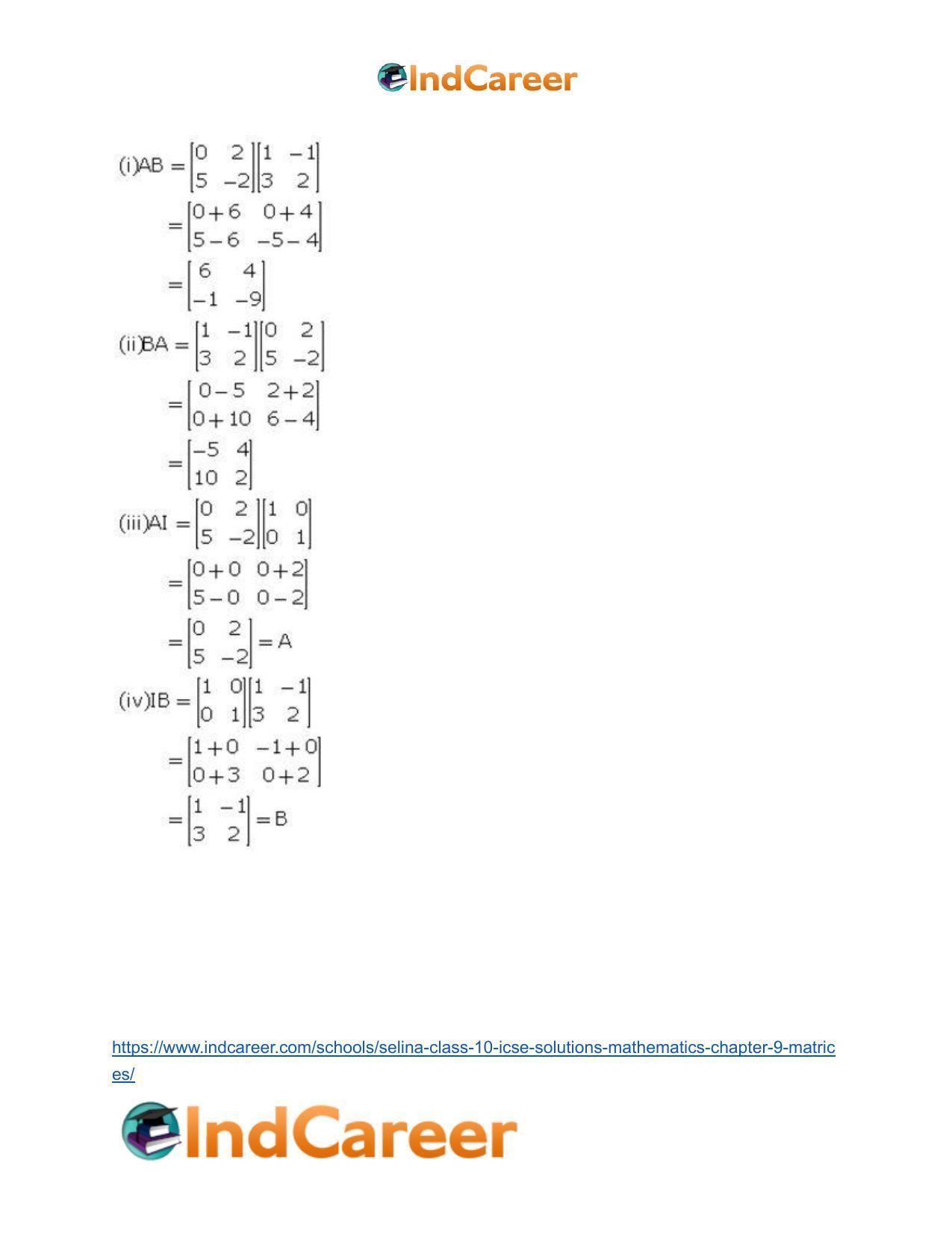 Selina Class 10 ICSE Solutions Mathematics : Chapter 9 - Matrices - Page 22