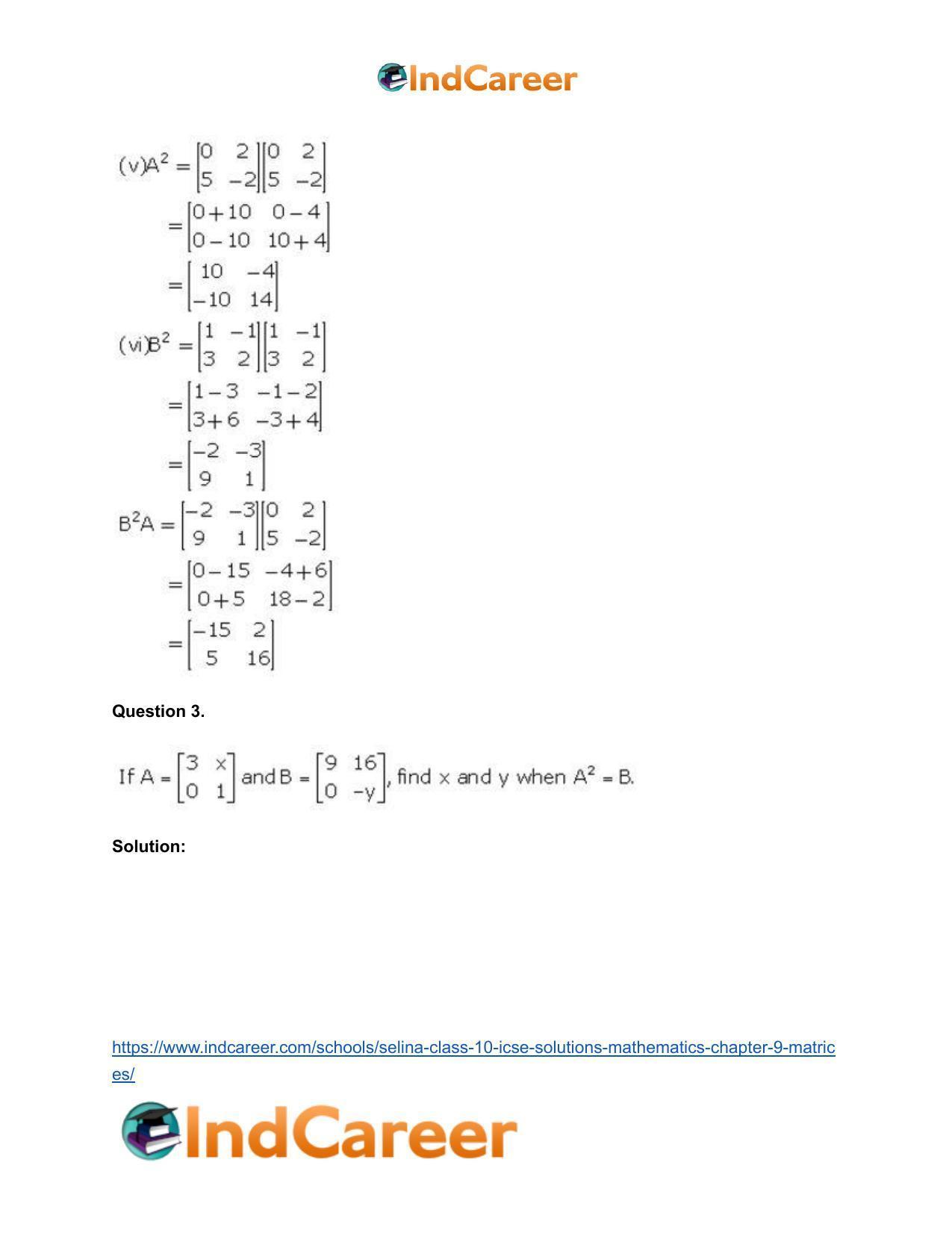 Selina Class 10 ICSE Solutions Mathematics : Chapter 9 - Matrices - Page 23