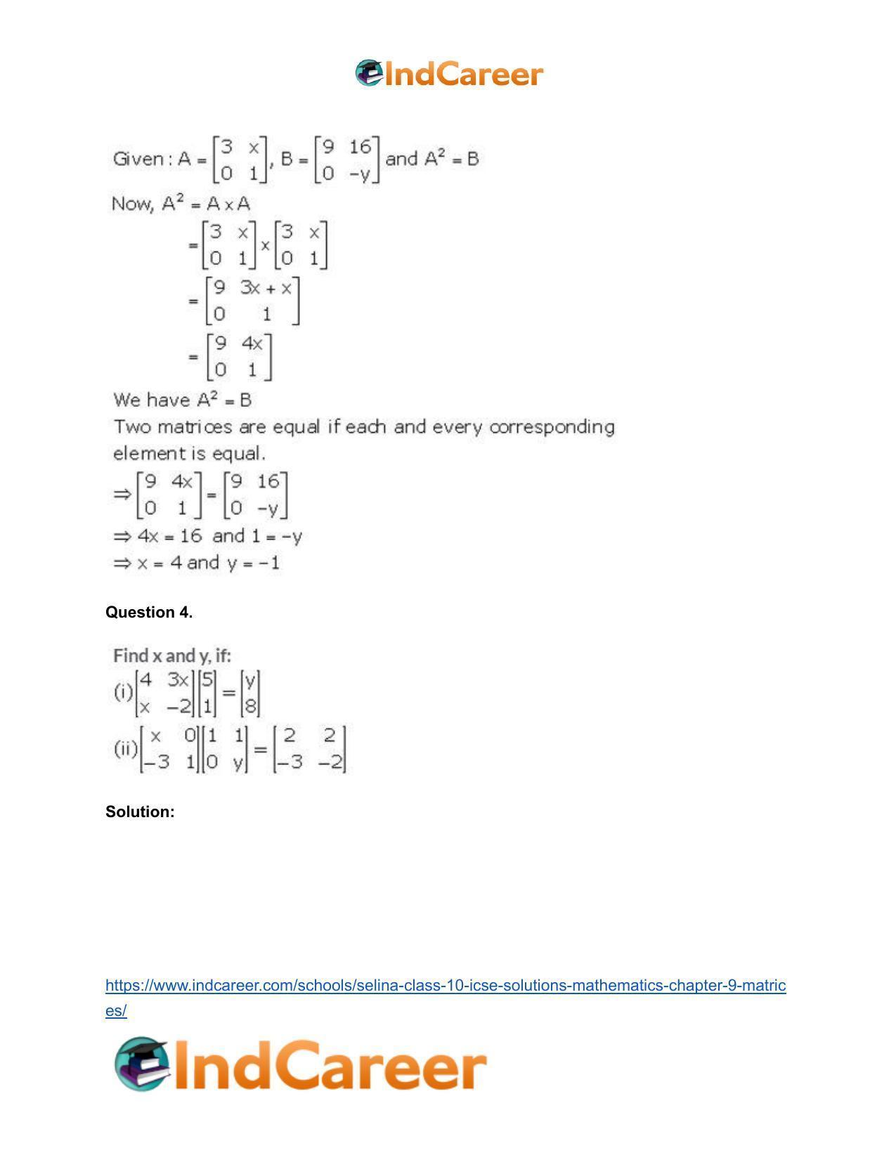 Selina Class 10 ICSE Solutions Mathematics : Chapter 9 - Matrices - Page 24