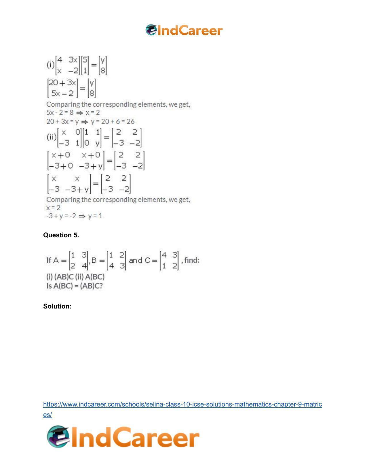Selina Class 10 ICSE Solutions Mathematics : Chapter 9 - Matrices - Page 25