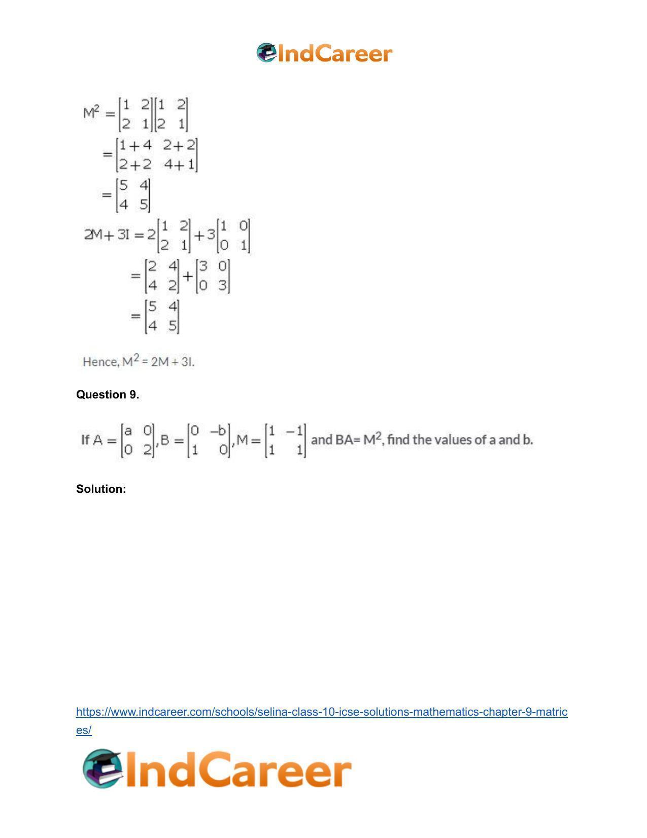 Selina Class 10 ICSE Solutions Mathematics : Chapter 9 - Matrices - Page 29