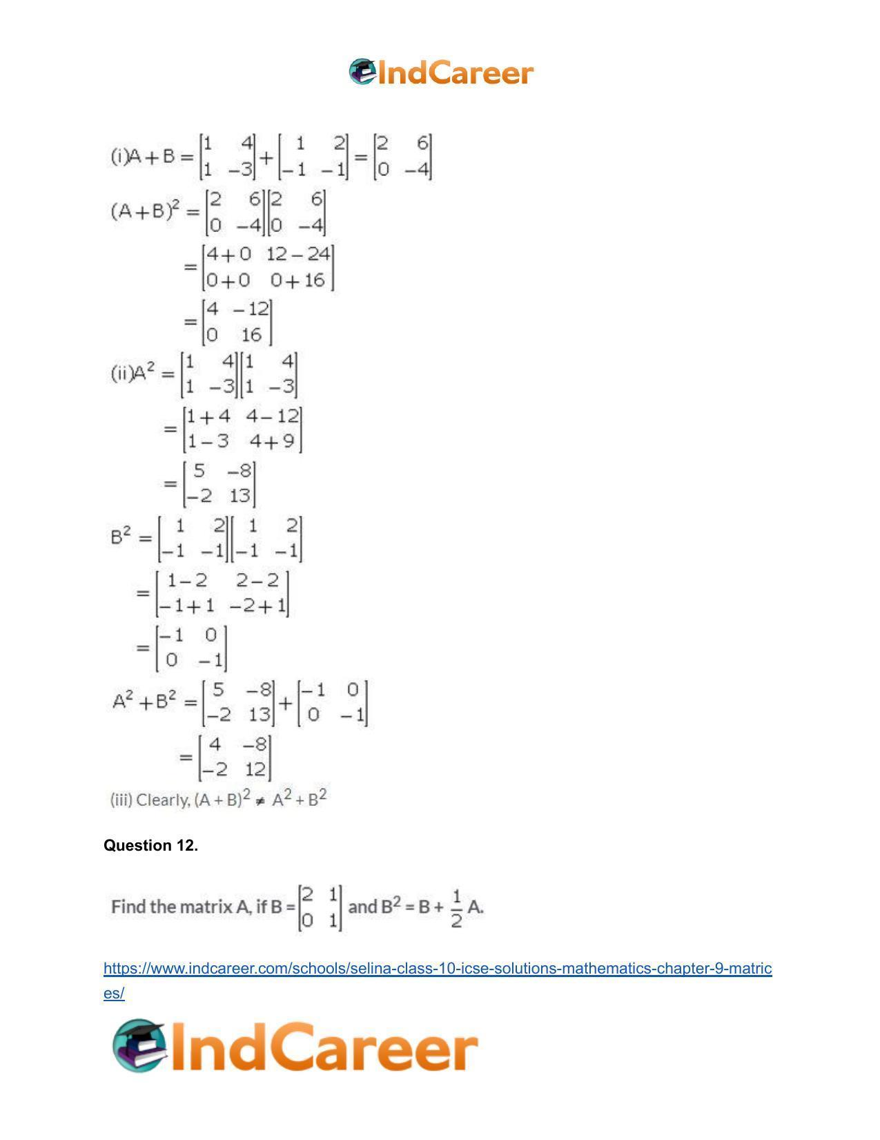 Selina Class 10 ICSE Solutions Mathematics : Chapter 9 - Matrices - Page 32