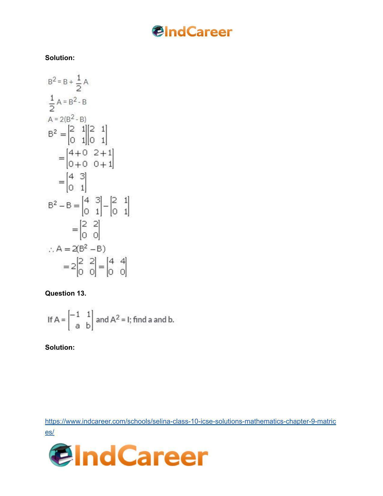 Selina Class 10 ICSE Solutions Mathematics : Chapter 9 - Matrices - Page 33