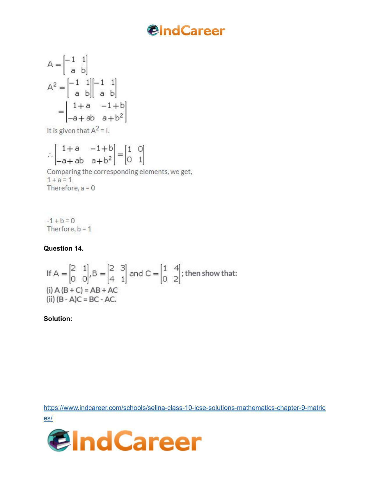Selina Class 10 ICSE Solutions Mathematics : Chapter 9 - Matrices - Page 34