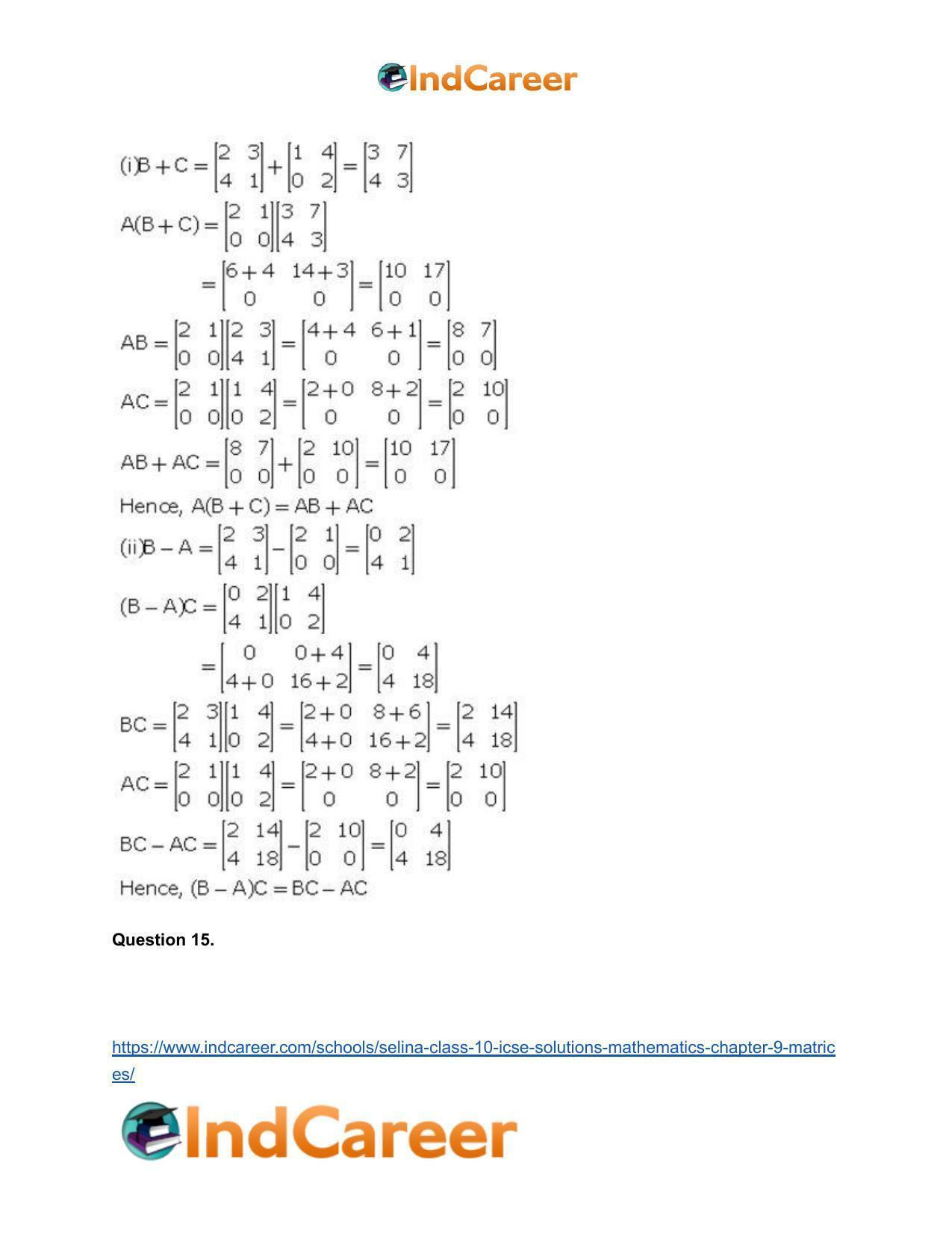 Selina Class 10 ICSE Solutions Mathematics : Chapter 9 - Matrices - Page 35
