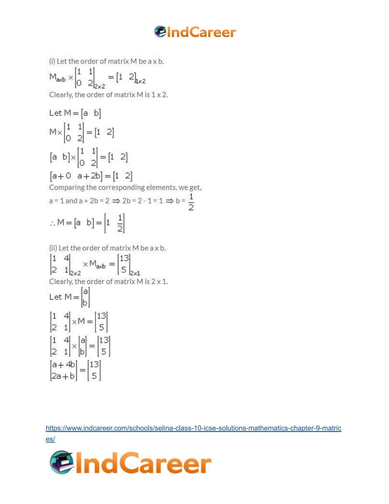 Selina Class 10 ICSE Solutions Mathematics : Chapter 9 - Matrices - Page 40