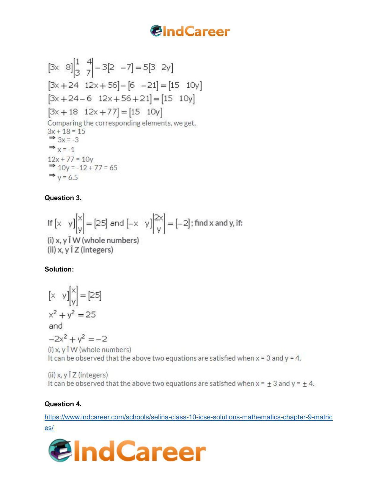 Selina Class 10 ICSE Solutions Mathematics : Chapter 9 - Matrices - Page 53
