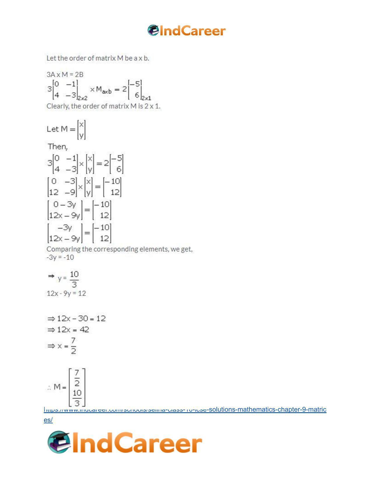 Selina Class 10 ICSE Solutions Mathematics : Chapter 9 - Matrices - Page 56