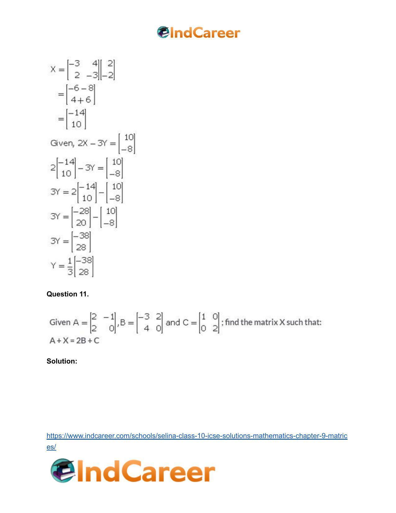 Selina Class 10 ICSE Solutions Mathematics : Chapter 9 - Matrices - Page 60