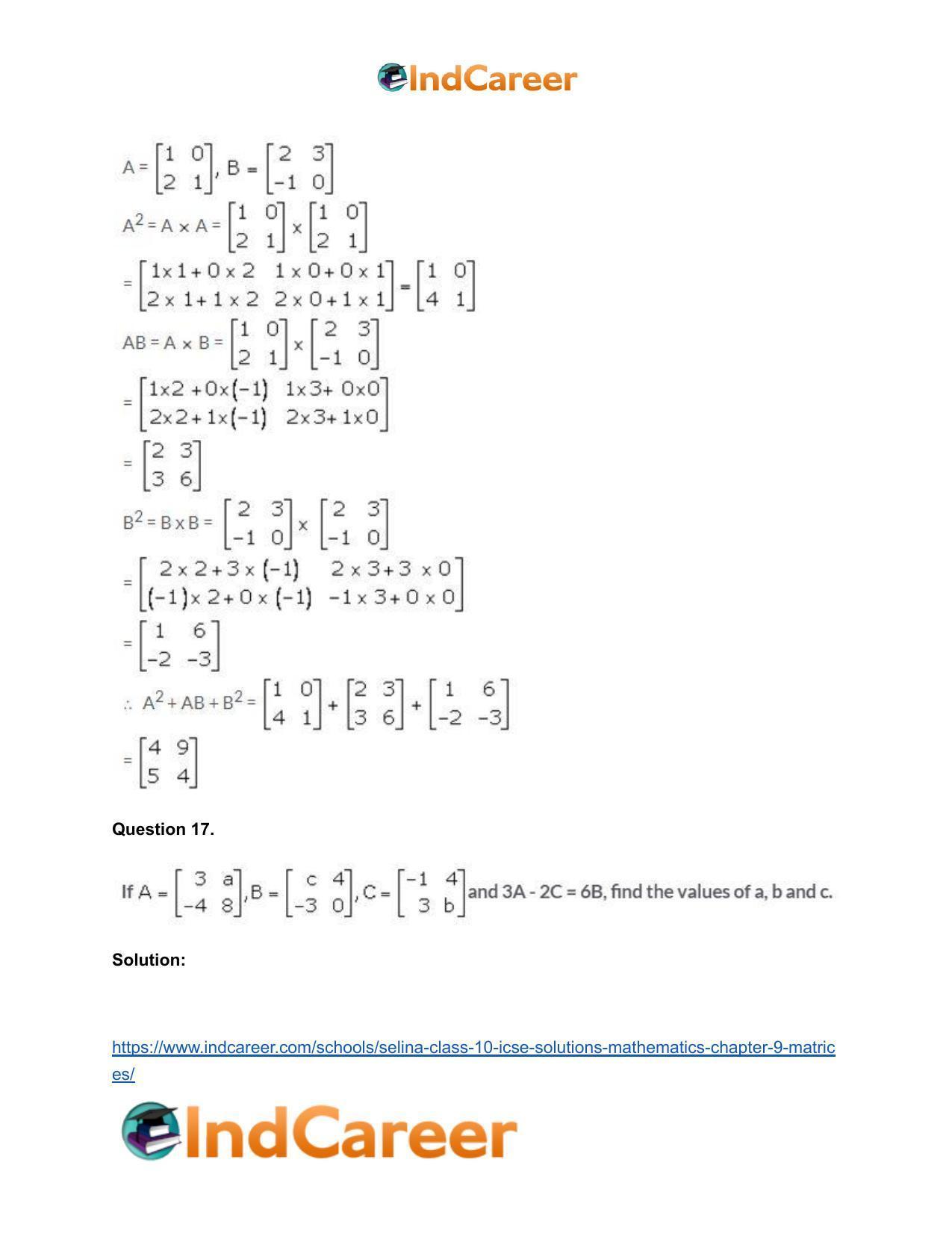 Selina Class 10 ICSE Solutions Mathematics : Chapter 9 - Matrices - Page 65