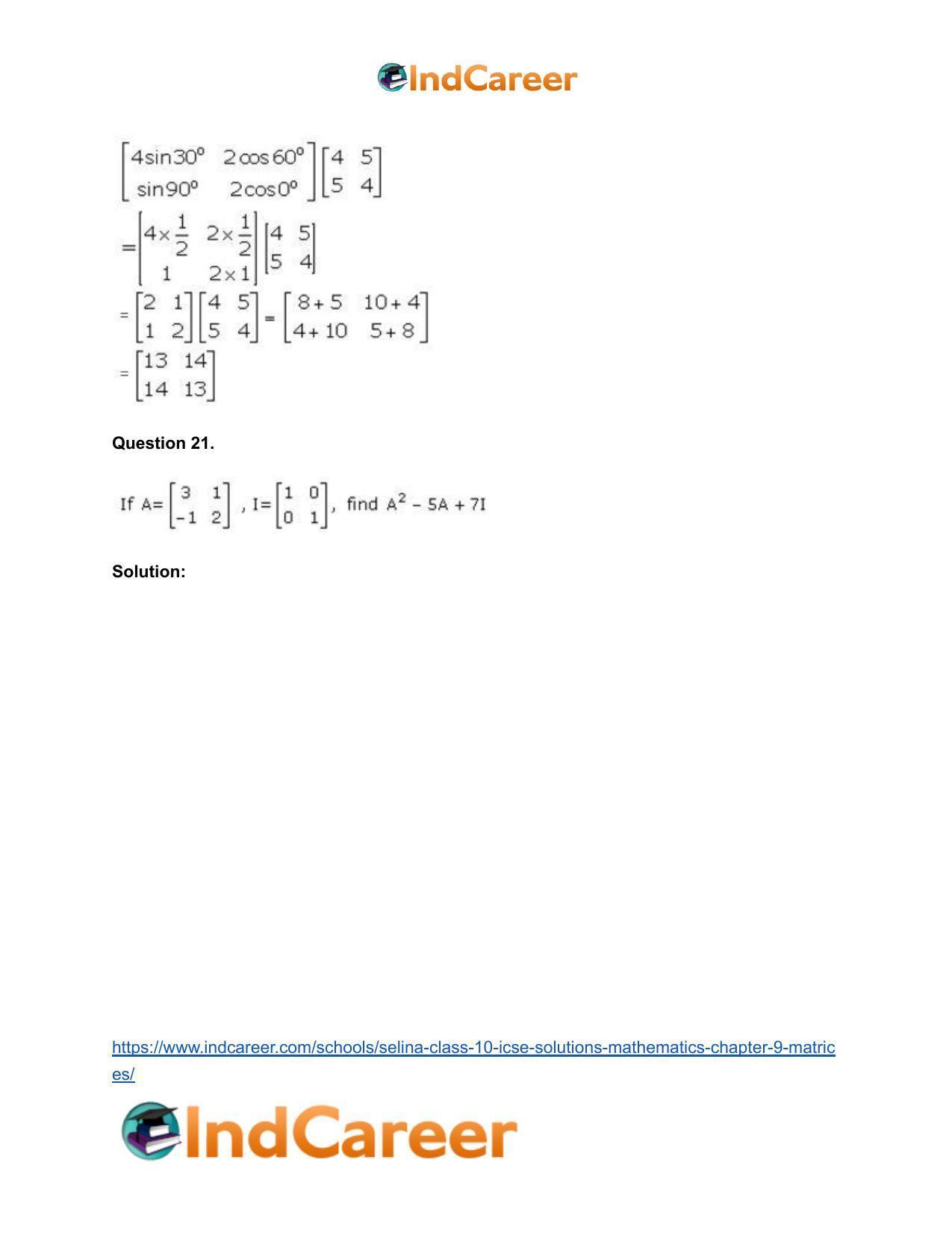 Selina Class 10 ICSE Solutions Mathematics : Chapter 9 - Matrices - Page 68