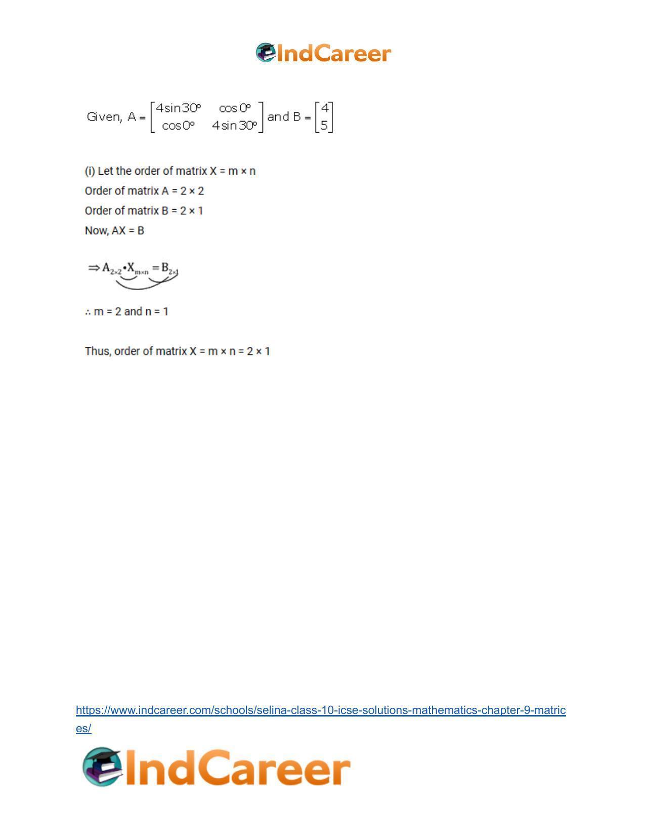 Selina Class 10 ICSE Solutions Mathematics : Chapter 9 - Matrices - Page 71