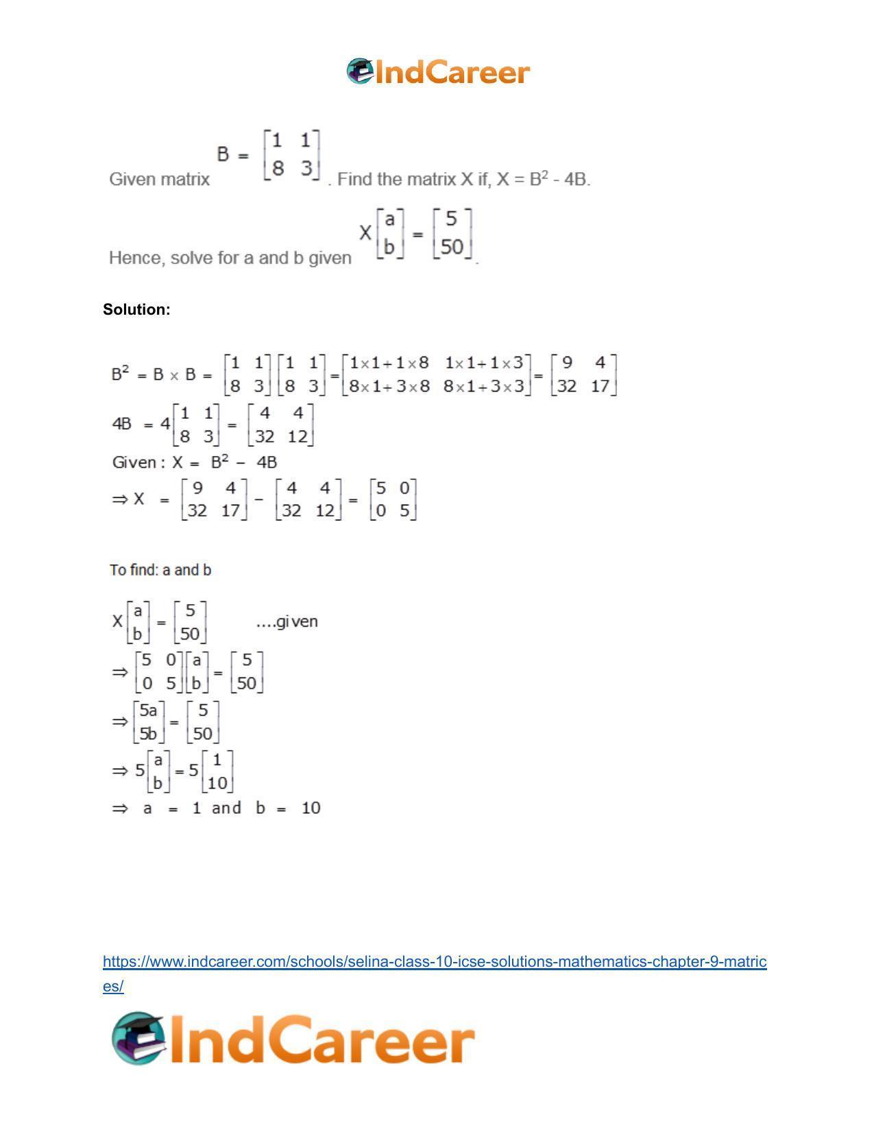 Selina Class 10 ICSE Solutions Mathematics : Chapter 9 - Matrices - Page 74